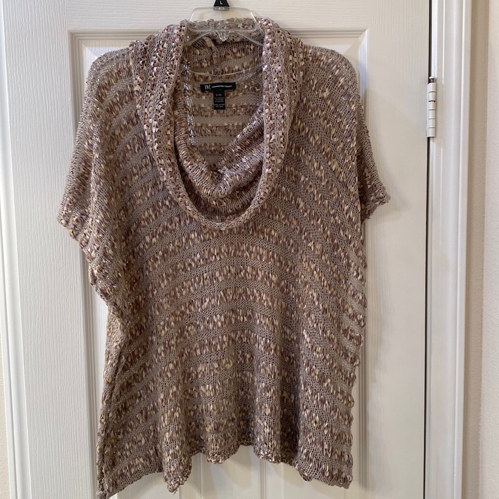 Loose knit cowl neckline top